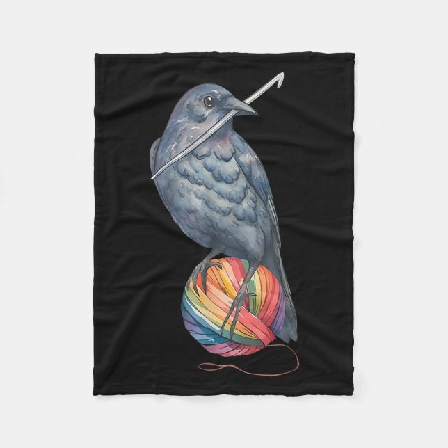 Crochet Crow Yam Crocheter Knitting Crocheting Lov Fleece Blanket (Front)