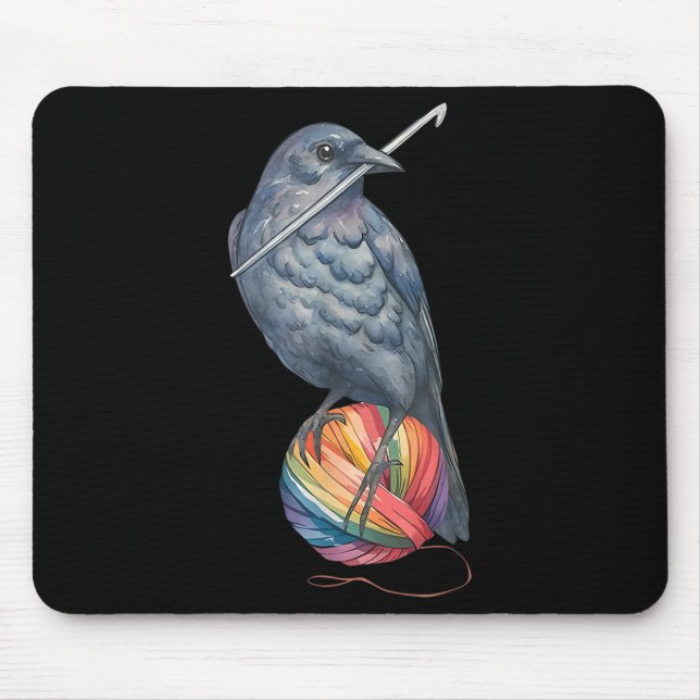 Crochet Crow Yam Crocheter Knitting Crocheting Lov Mouse Pad (Front)
