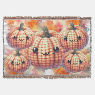 Crochet Cute Pumpkin Throw Blanket