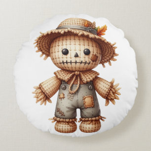 Crochet Cute Scarecrow Round Cushion