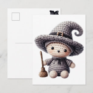 Crochet Cute Witch Holiday Postcard