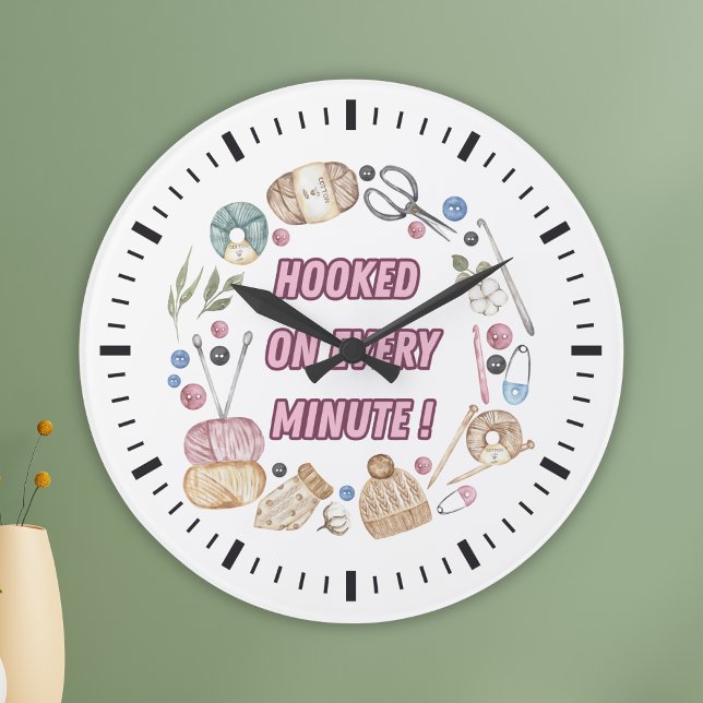 Crochet Elements Circle “Hooked on Every minute " Large Clock (Creator Uploaded)