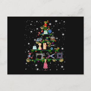 Crochet Equipments Christmas Tree Covered Lights Postcard