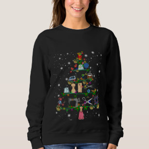 Crochet Equipments Christmas Tree Covered Lights Sweatshirt