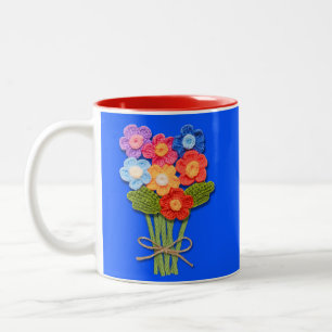Crochet Flower Bouquet, Crochet Lover,  Two-Tone Coffee Mug