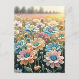 Crochet flowers postcard