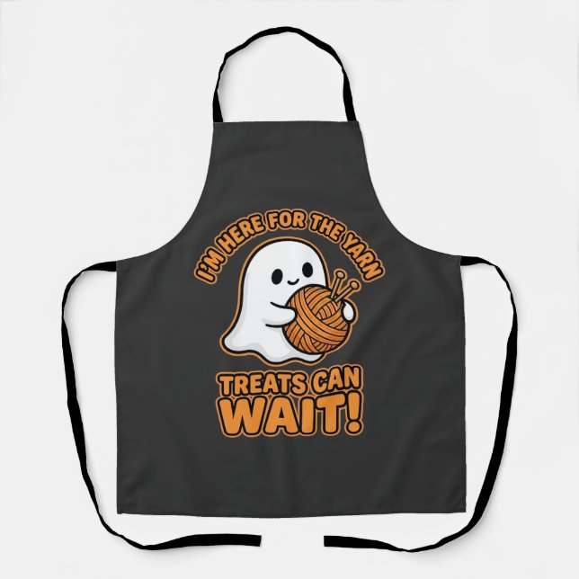 Crochet Ghost Yarn Halloween Design Apron (Front)