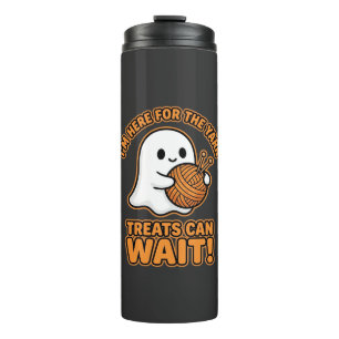 Crochet Ghost Yarn Halloween Design Thermal Tumbler