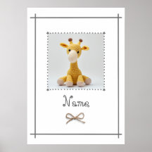 Crochet Giraffe Baby Nursery Minimalist Wall Art