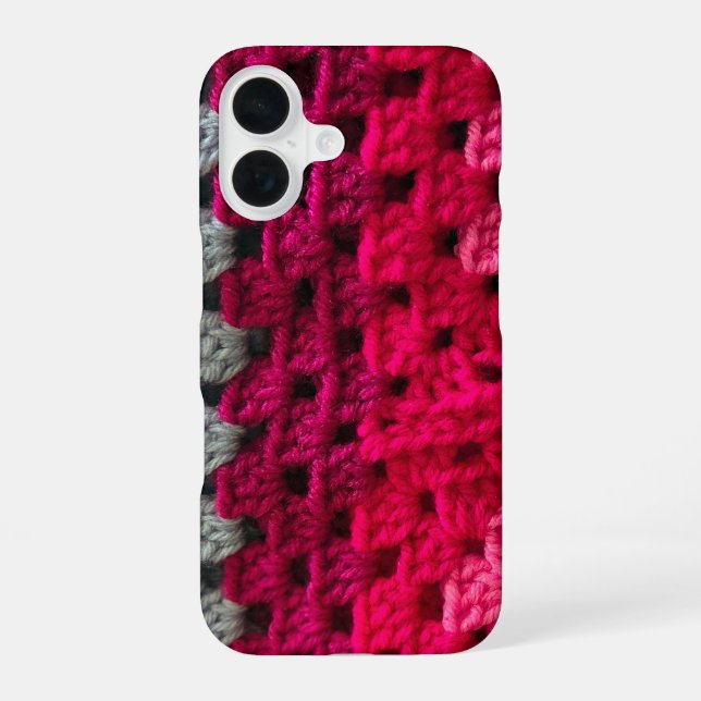 Crochet Granny Square Pattern iPhone 16 Case (Back)