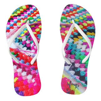 Crochet Granny Square Rainbow Flip Flops Crocheted