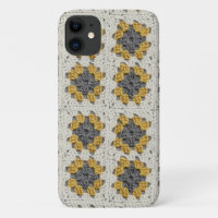 Crochet granny square yellow and gray
