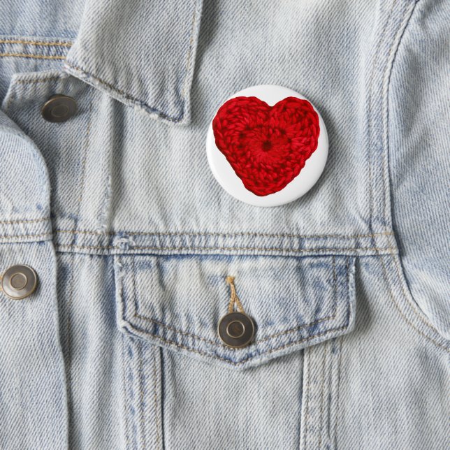 Crochet Heart Handmade Crafts Pin (In Situ)