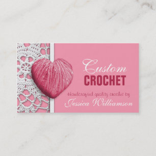Crochet - Heart Shaped Yarn Pink Business Cards