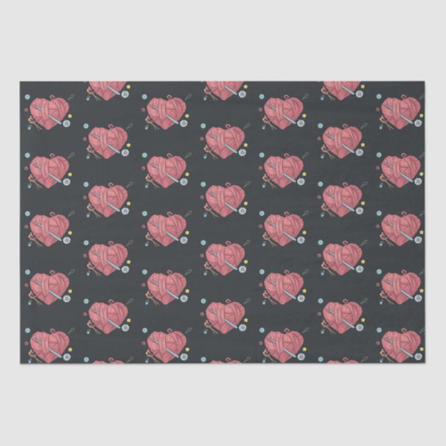 Crochet Heart Yarn Pattern Tissue Paper (Front)