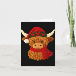 Crochet Highland Cow Christmas Winter Girly Kids T Card