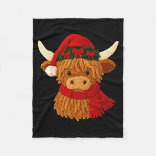 Crochet Highland Cow Christmas Winter Girly Kids T Fleece Blanket
