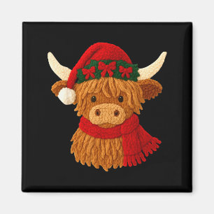 Crochet Highland Cow Christmas Winter Girly Kids T Magnet