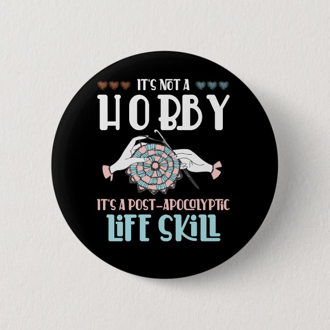 Crochet Hobby Crafting Yarn Lover 6 Cm Round Badge (Front)