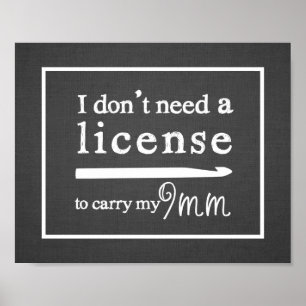 Crochet Hook License Craft Room Dark Poster