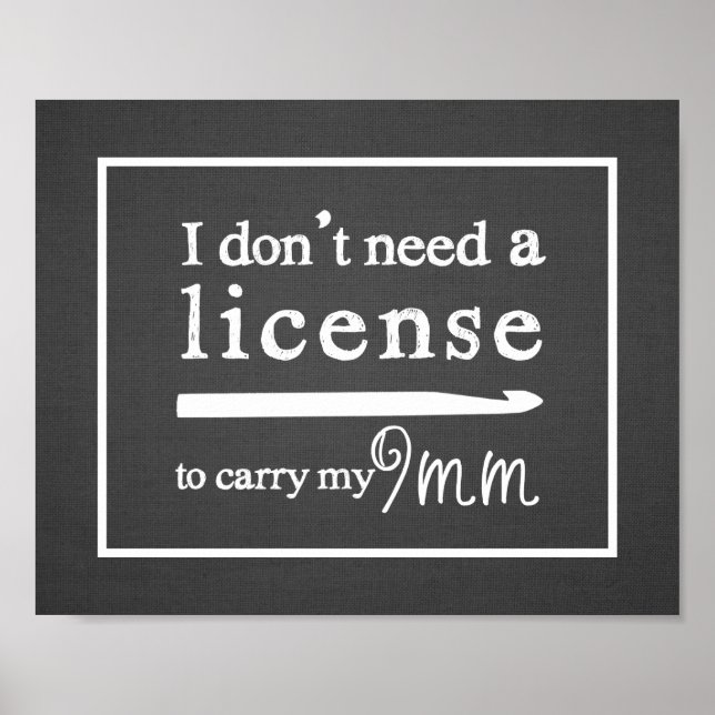 Crochet Hook License Craft Room Dark Poster (Front)