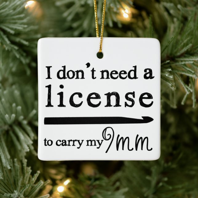 Crochet Hook License Crafts Ceramic Ornament (Tree)