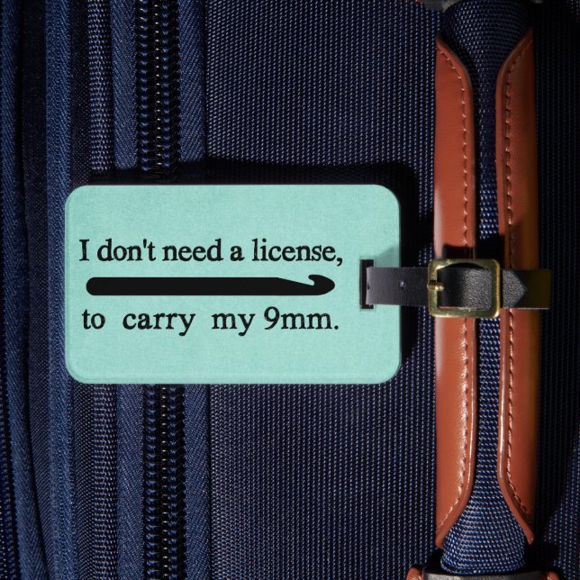 Crochet Hook License Crafts Teal Texture Luggage Tag (Front Insitu 4)