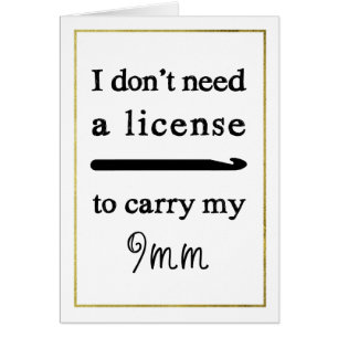 Crochet Hook License Faux Gold Border Crafts