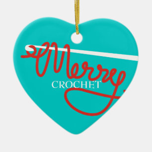 Crochet hook Merry Christmas yarn tree ornament