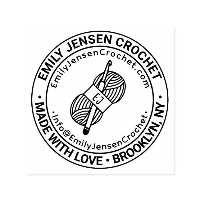 Crochet Hook Yarn Business Name Location URL Email Self-inking Stamp (Design)