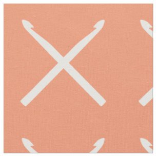 Crochet Hooks Crafts Cross Print White Fabric