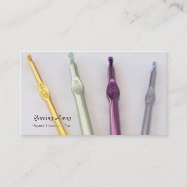 Crochet hooks photo customisable business cards (Front)