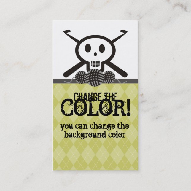 crochet hooks skull with yarn business card (Front)