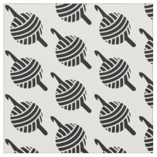 Crochet Hooks + Yarn Ball Crafts Fabric