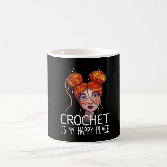 Crochet Is My Happy Place Funny Gift  Crocheters Coffee Mug (Center)