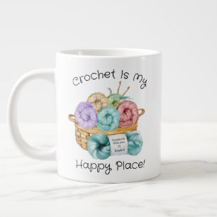 Crochet Is My Happy Place Personalised Large Coffee Mug