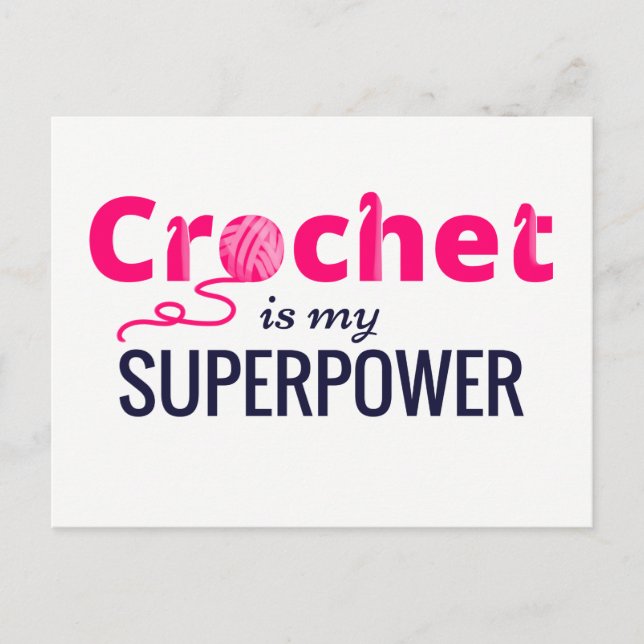 Crochet is My Superpower in Pink Postcard (Front)