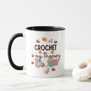 Crochet Is My Therapy Cute Yarn Art Mug
