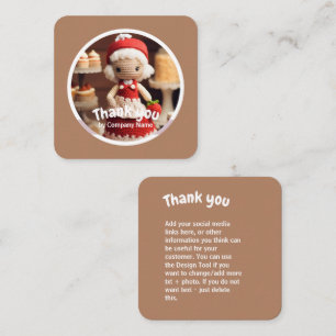 Crochet lady kitchen Thank you Square Business Card