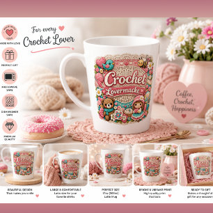 Crochet Lover Latte Mug   Cute Crochet Gift for Cr