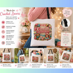 Crochet Lover Tote Bag Cute Yarn Lover Gift Bag