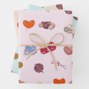 Crochet Lover Yarn Balls and Crochet Hooks  Wrapping Paper Sheet