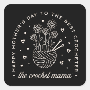 Crochet mum mothers day funny knitting lovers square sticker