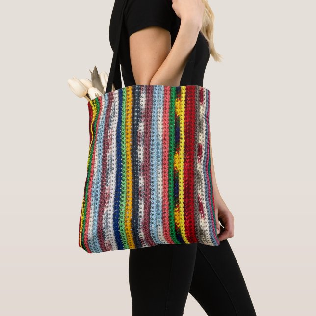 Crochet Pattern All-Over-Print Tote, Shoulder Tote Bag (Close Up)