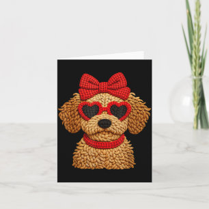 Crochet Puppy Heart Sungles Red Bow Valentines Day Card