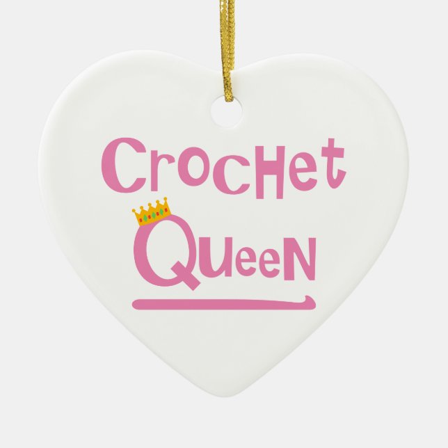 Crochet Queen Ceramic Ornament (Front)