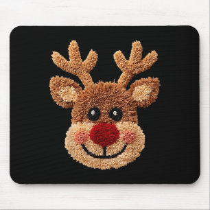 Crochet Reindeer Face Merry Christmas Girly Kids T Mouse Pad