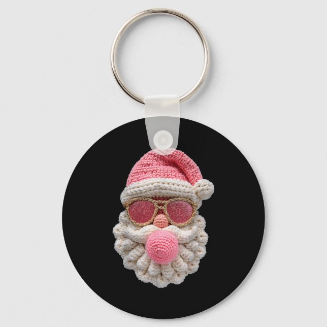 Crochet Santa Blowing Bubble Gum Christmas Girly K Key Ring (Front)