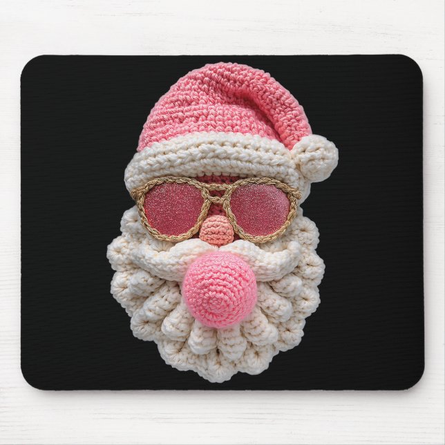 Crochet Santa Blowing Bubble Gum Christmas Girly K Mouse Pad (Front)