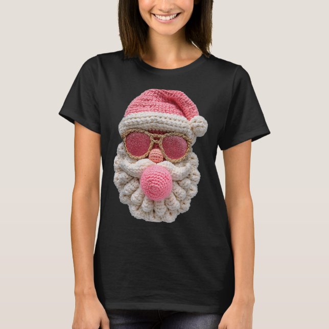 Crochet Santa Blowing Bubble Gum Christmas Girly K T-Shirt (Front)
